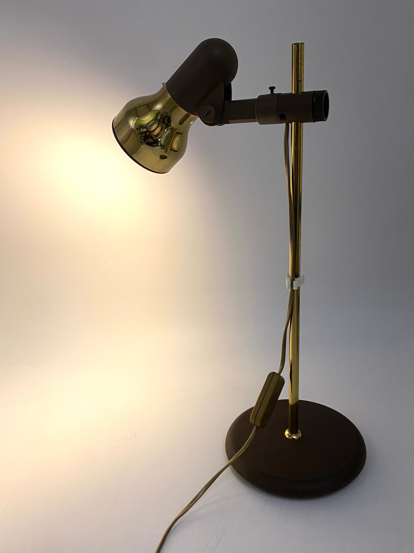 Tischlampe Messing Gold Braun, 70er