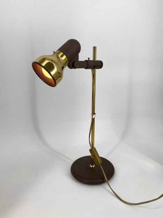 Tischlampe Messing Gold Braun, 70er