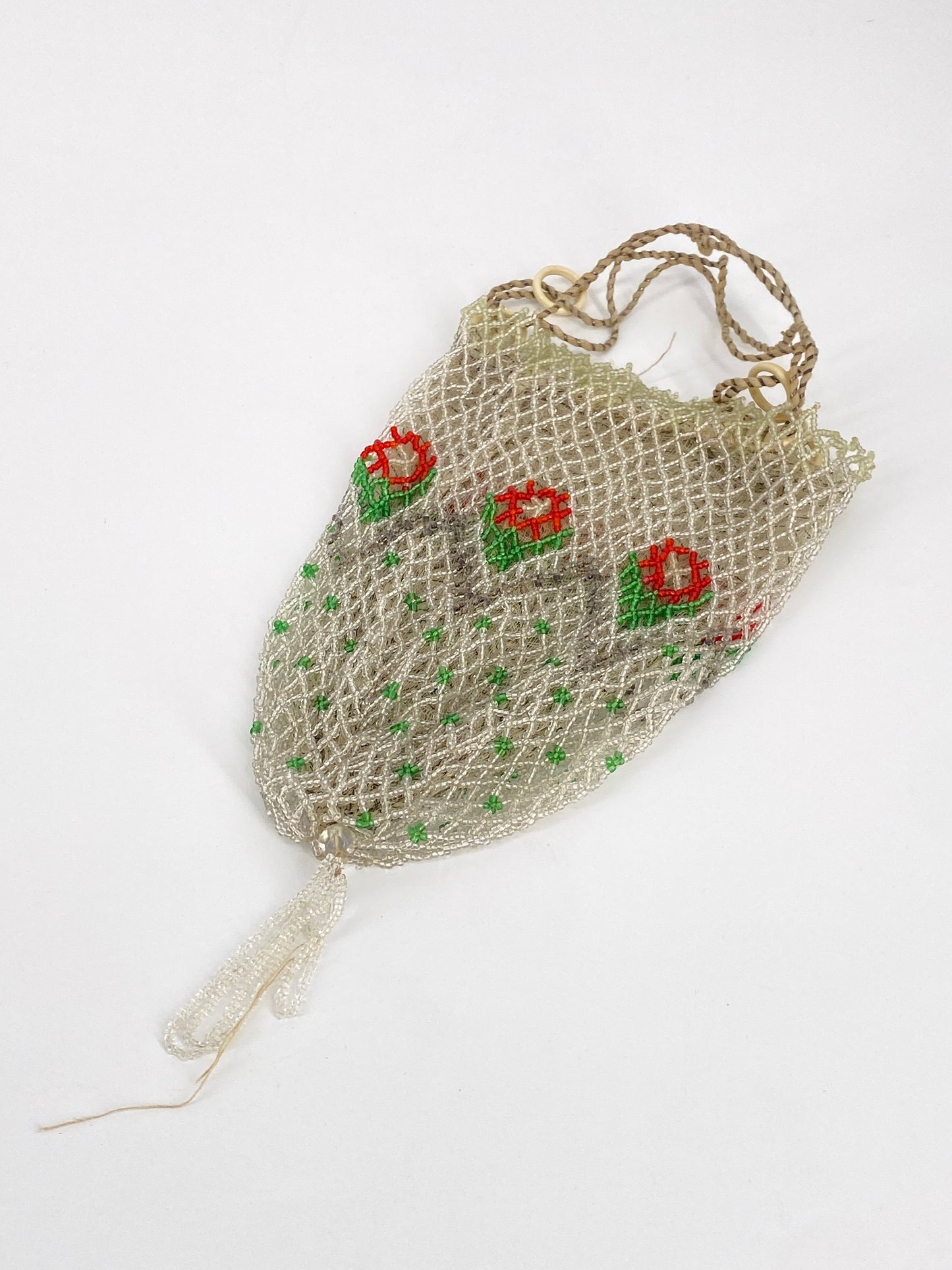 Antikes Art Deco Reticule aus Glasperlen, 20er 30er