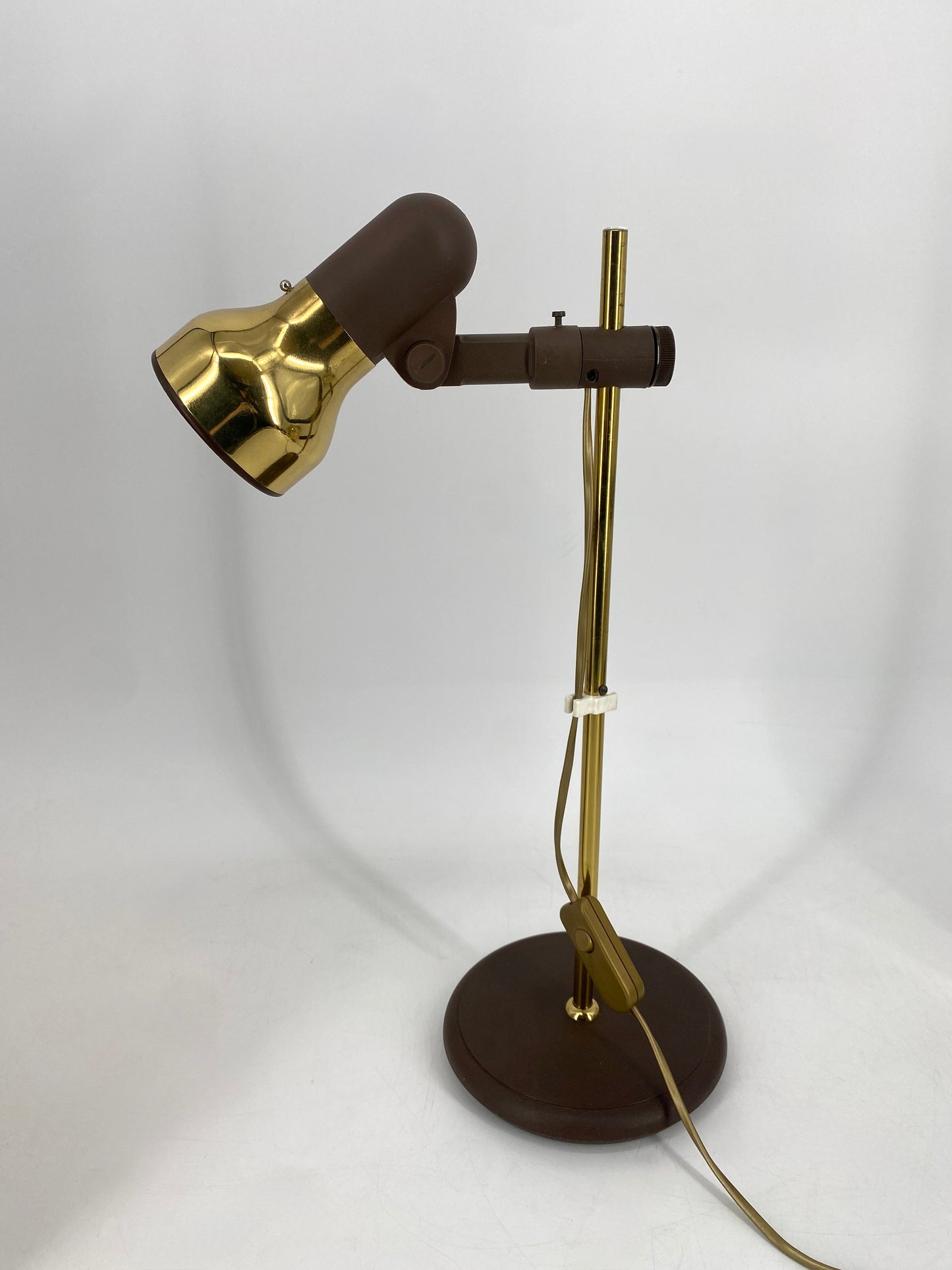 Tischlampe Messing Gold Braun, 70er