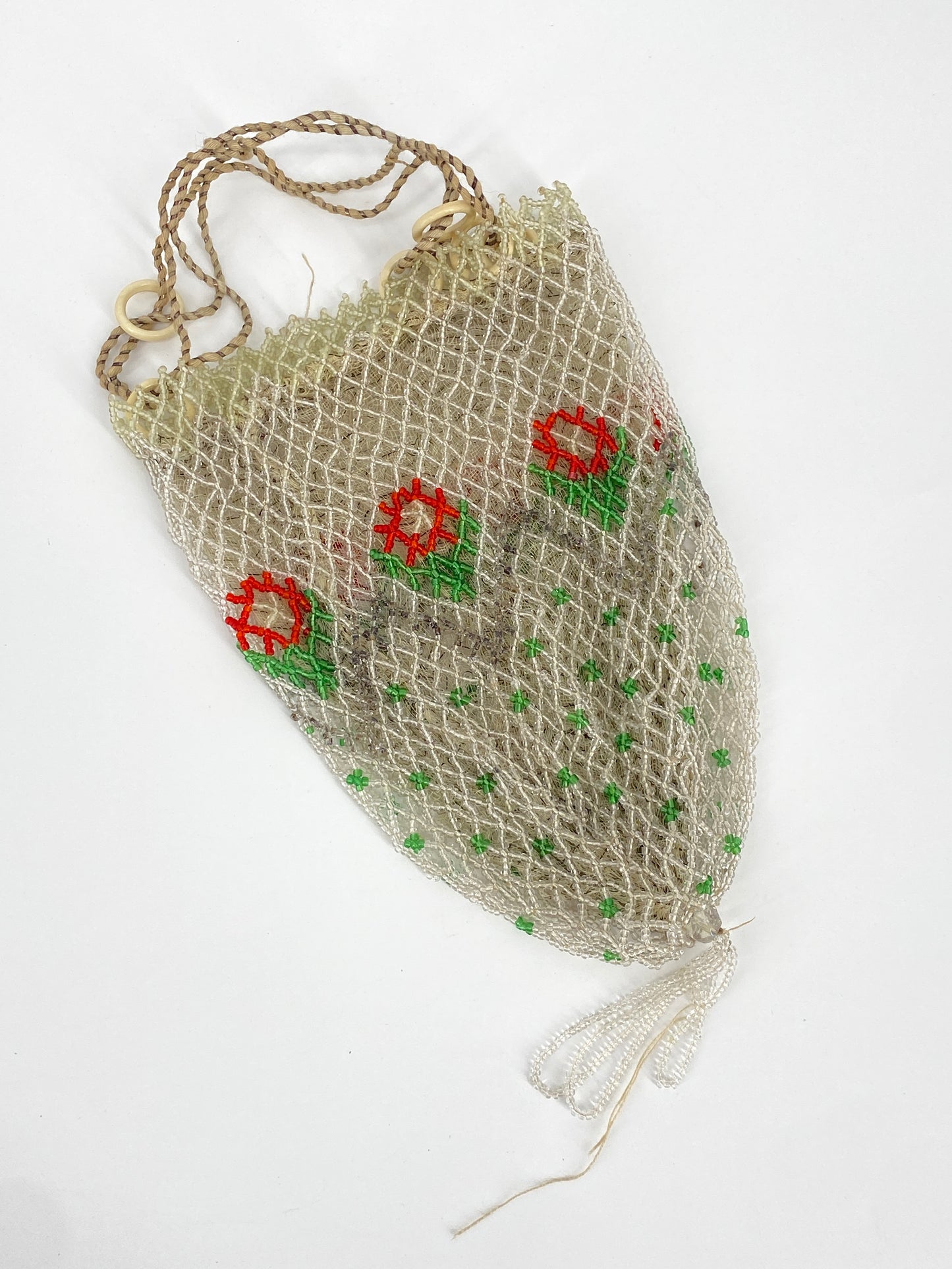 Antikes Art Deco Reticule aus Glasperlen, 20er 30er