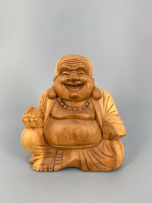 Handgeschnitzte Figur vom lachenden Buddah