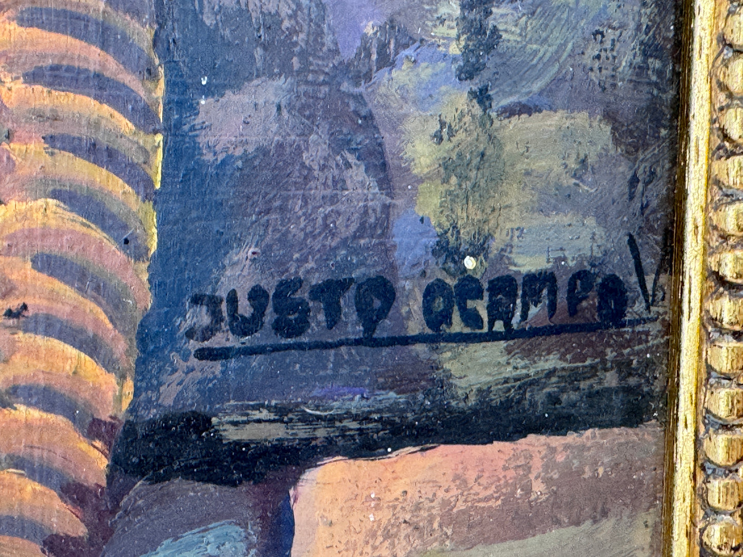 Ölgemälde, Mexikanischer Modernismus, Costumbrismo, signiert, Justo Ocampo