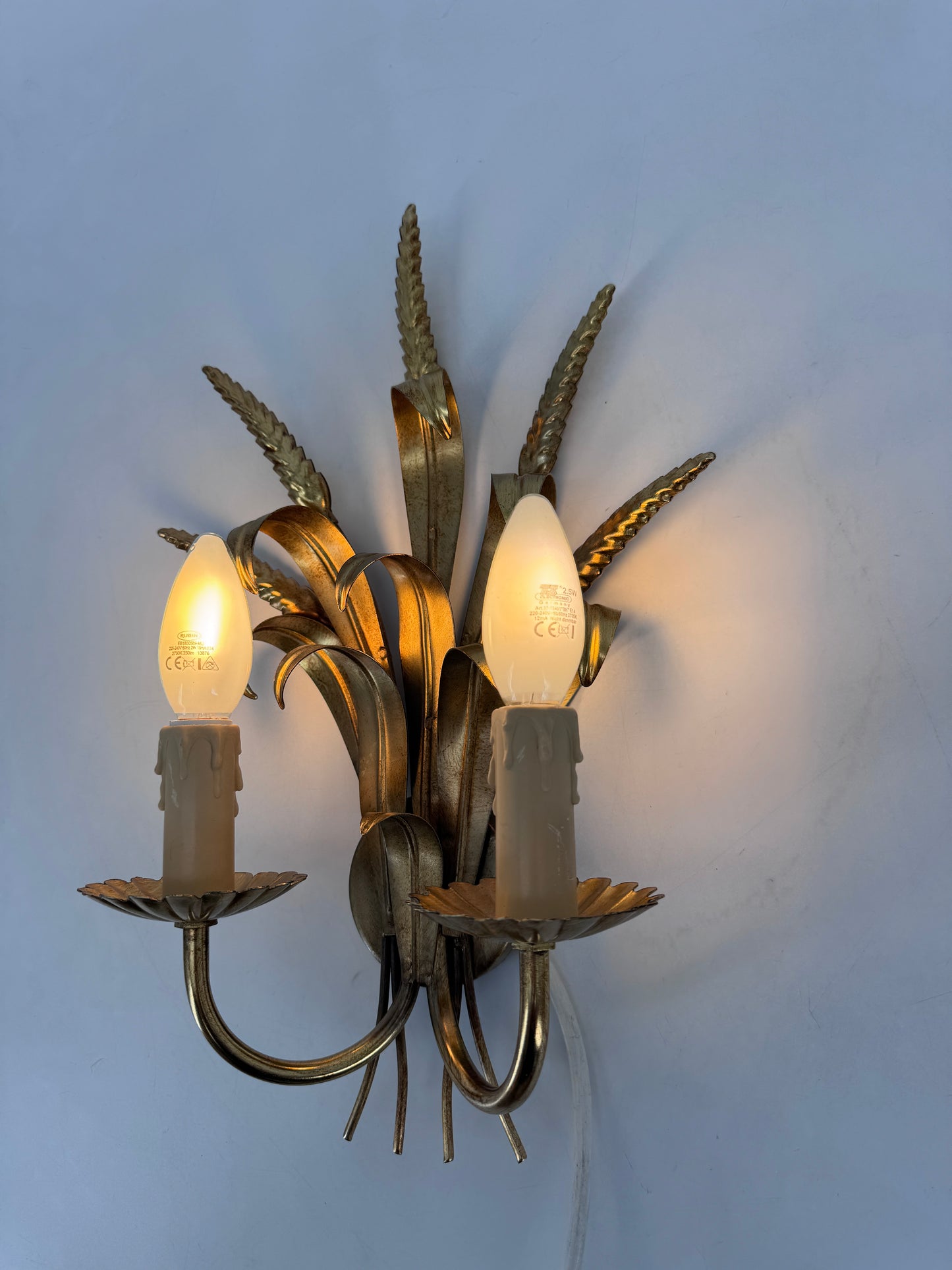 Wandlampen, Hollywood Regency, Weizenähren, 80er
