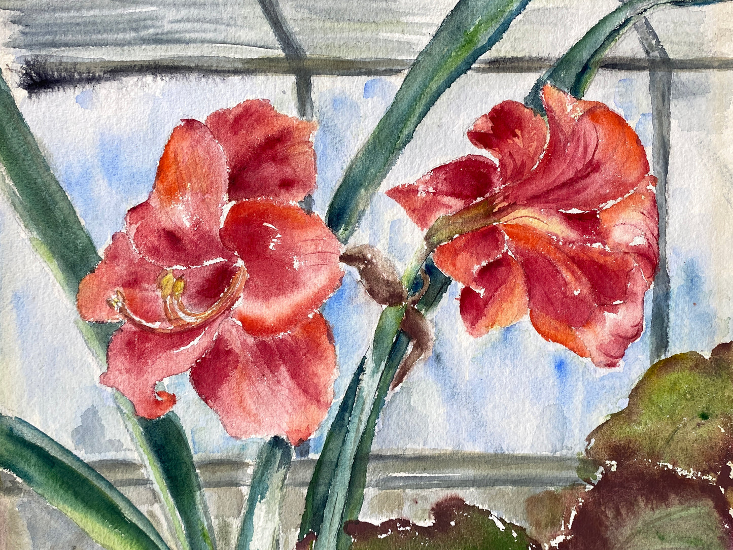 Drei dekorative Aquarelle / Blumenstillleben von Forstner, Botanisches Institut Potsdam 1955