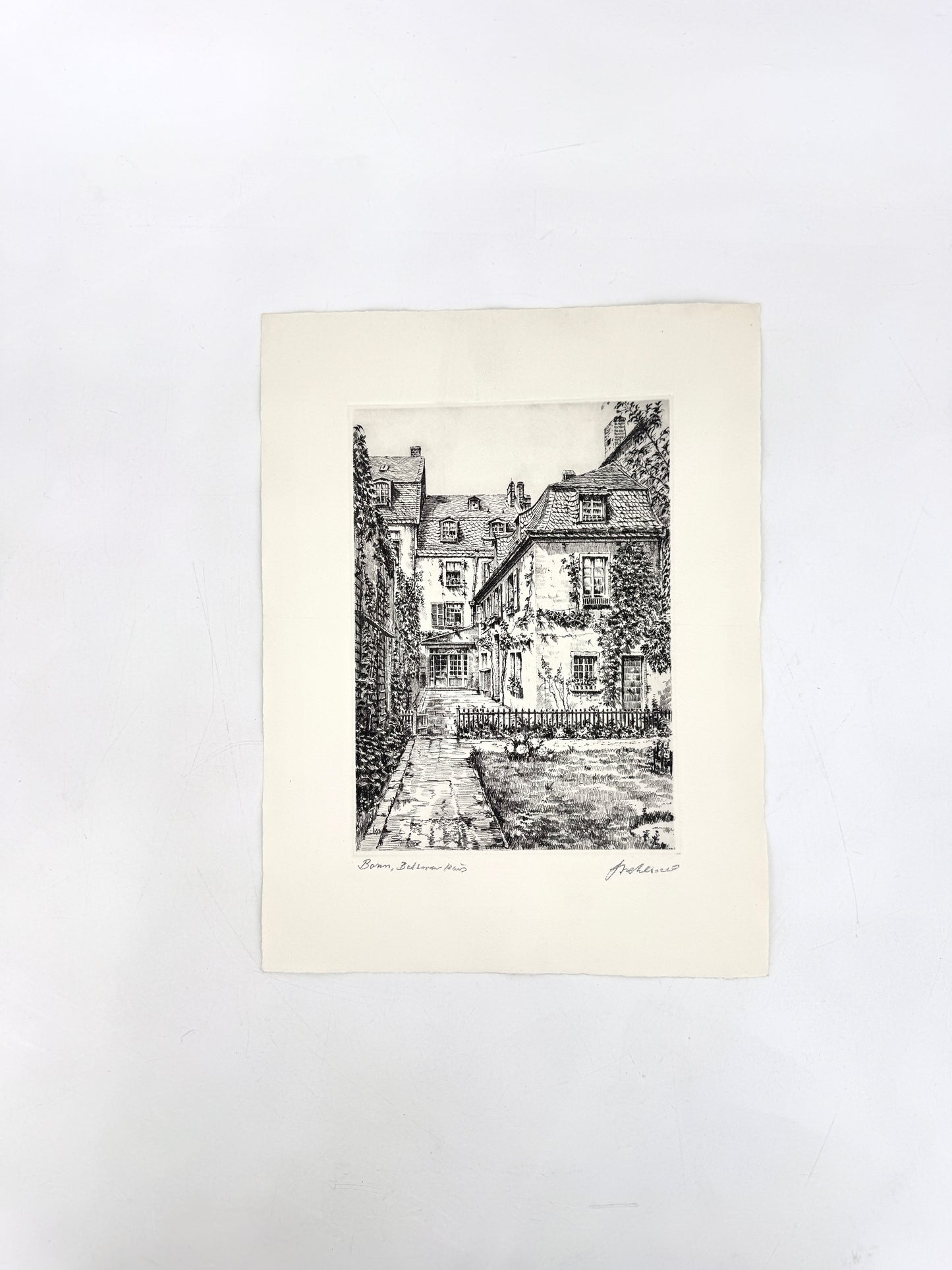 Beethovenhaus Bonn. Druckgrafik von Heinz Wehlisch