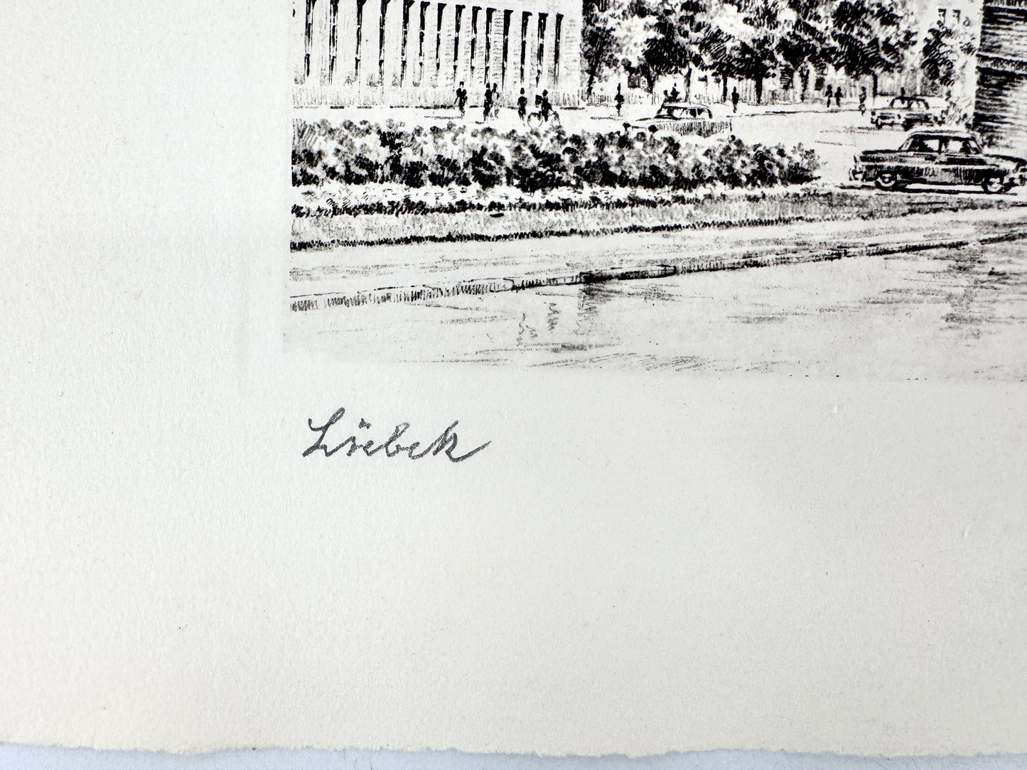 Lübeck Holstentor. Druckgrafik von Heinz Wehlisch