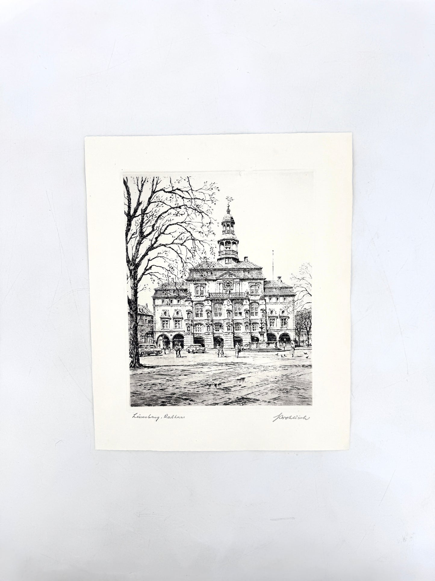 Lüneburg Rathaus. Druckgrafik von Heinz Wehlisch