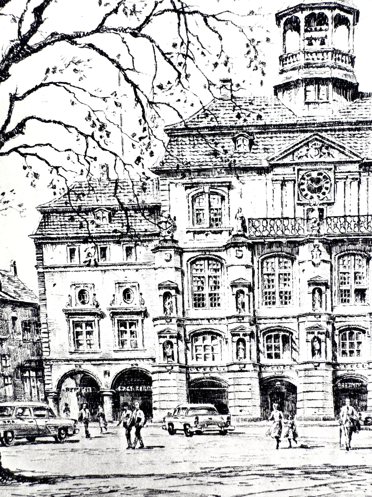 Lüneburg Rathaus. Druckgrafik von Heinz Wehlisch