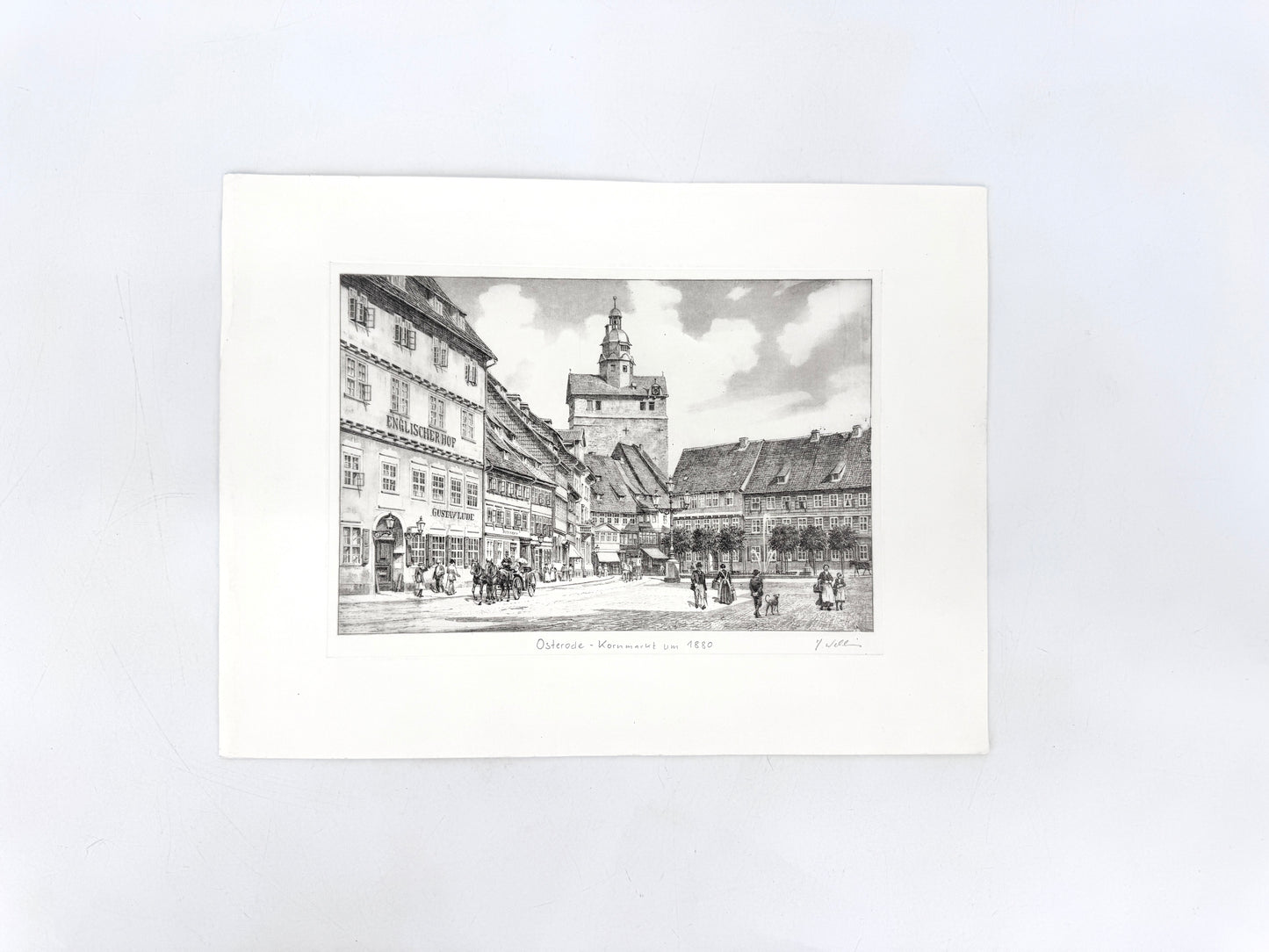 Osterode Kornmarkt. Druckgrafik von Heinz Wehlisch