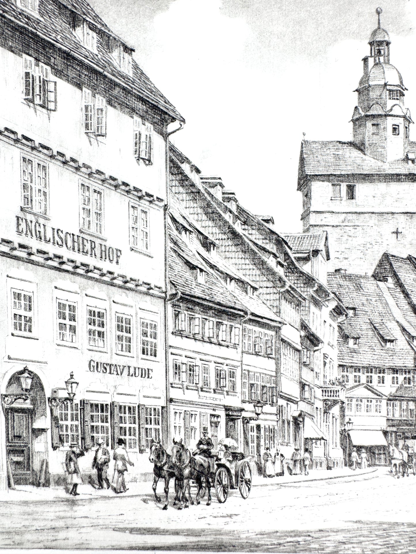 Osterode Kornmarkt. Druckgrafik von Heinz Wehlisch