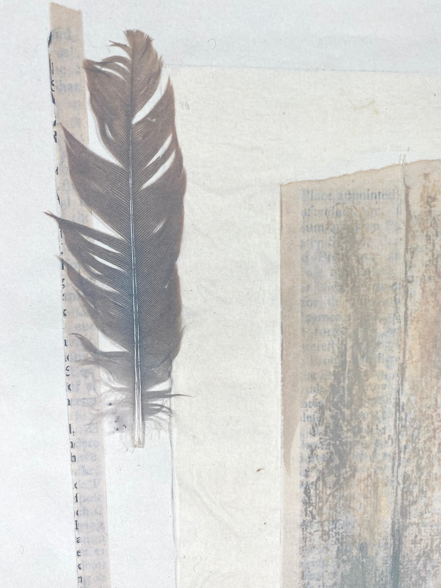 Peter Krüll - Collage mit Federn und Zeitungspapier