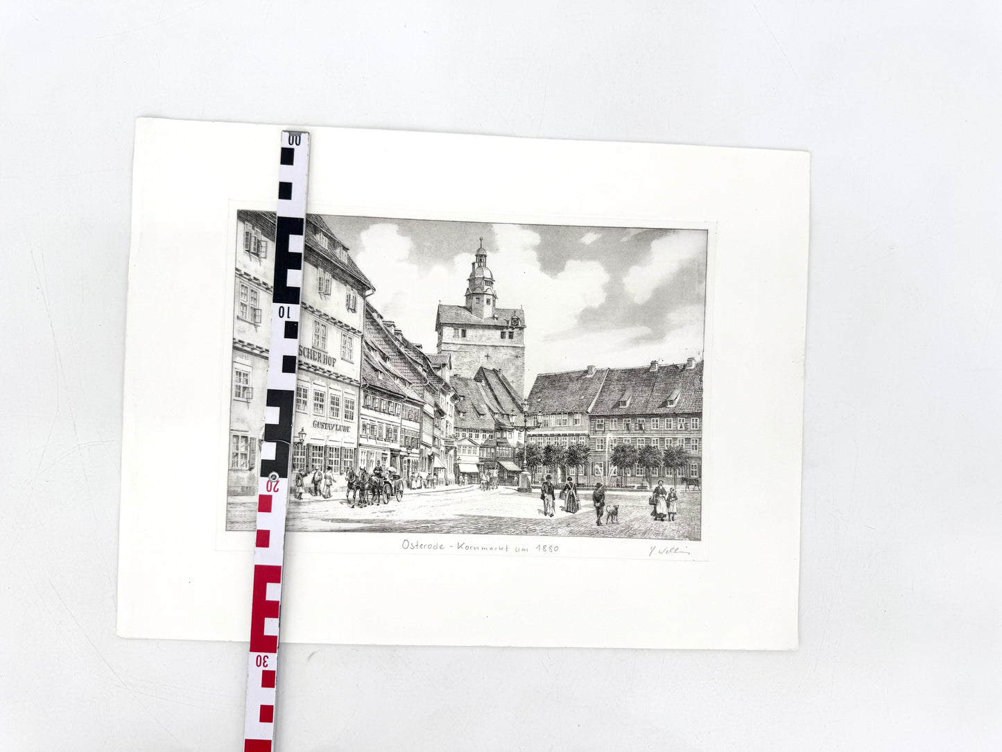 Osterode Kornmarkt. Druckgrafik von Heinz Wehlisch