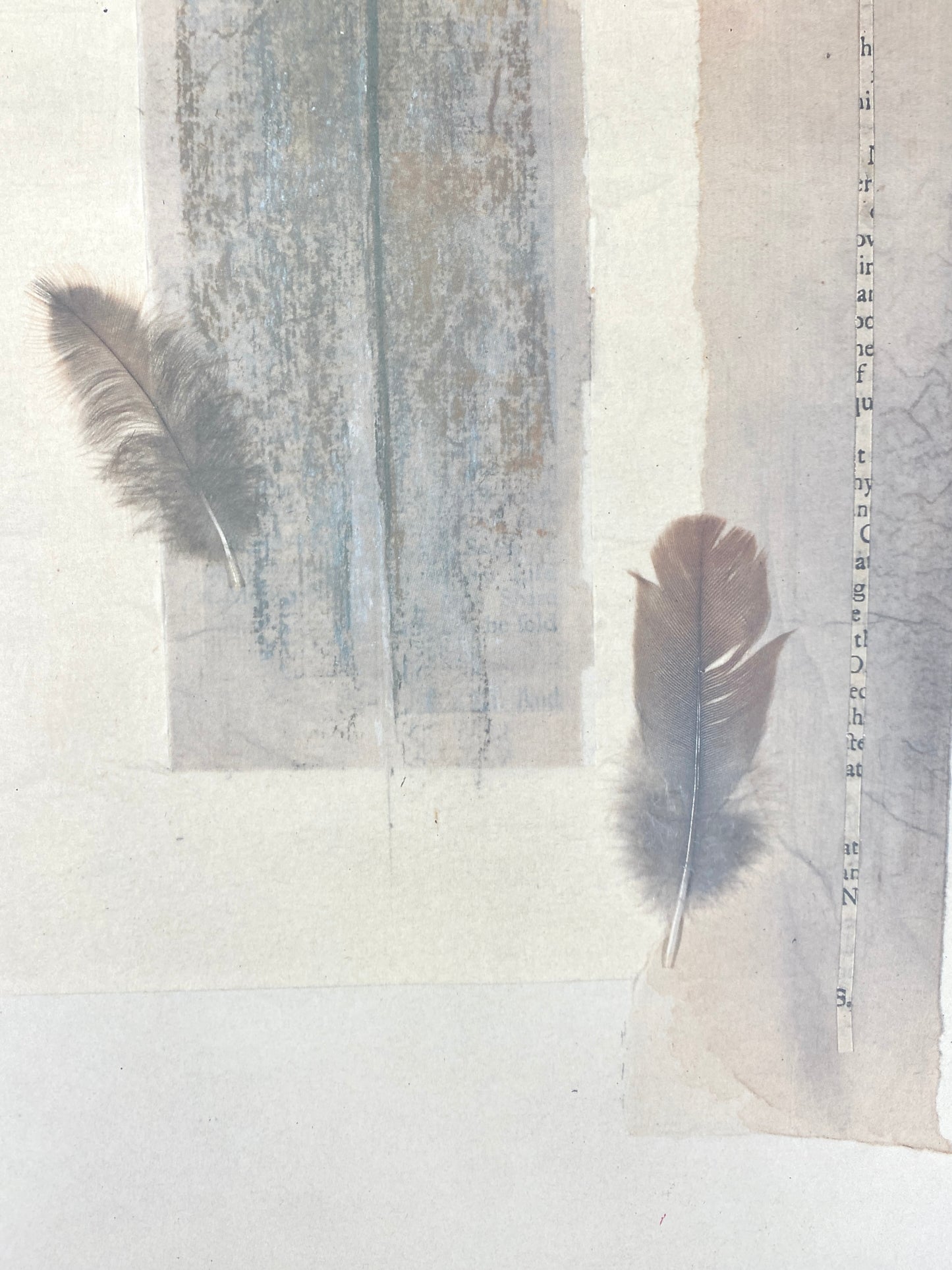Peter Krüll - Collage mit Federn und Zeitungspapier