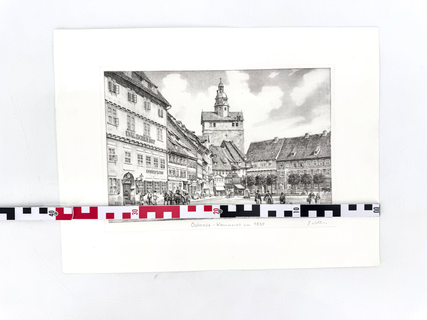 Osterode Kornmarkt. Druckgrafik von Heinz Wehlisch