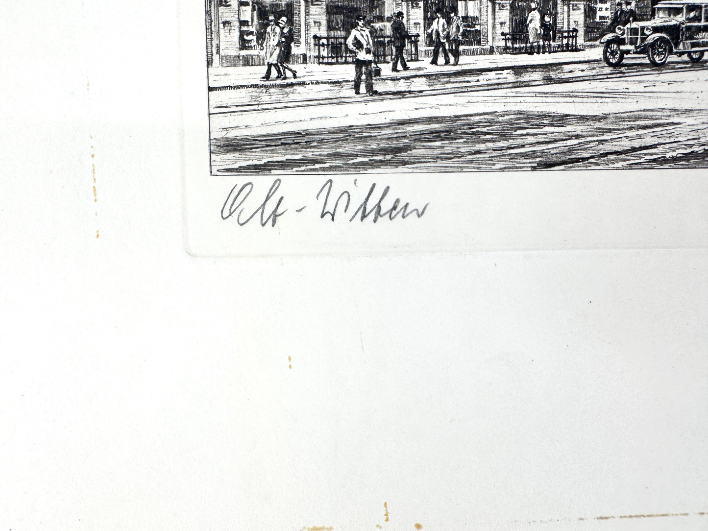 Alt-Witten, Kornmarkt. Druckgrafik von Heinz Wehlisch
