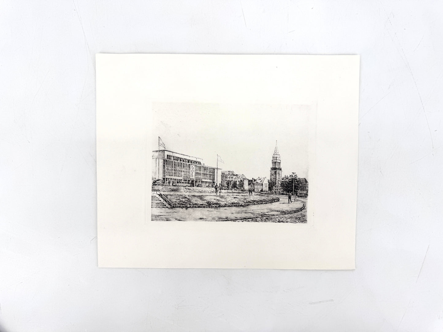 Ostseehalle Kiel. Druckgrafik von Heinz Wehlisch