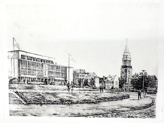 Ostseehalle Kiel. Druckgrafik von Heinz Wehlisch
