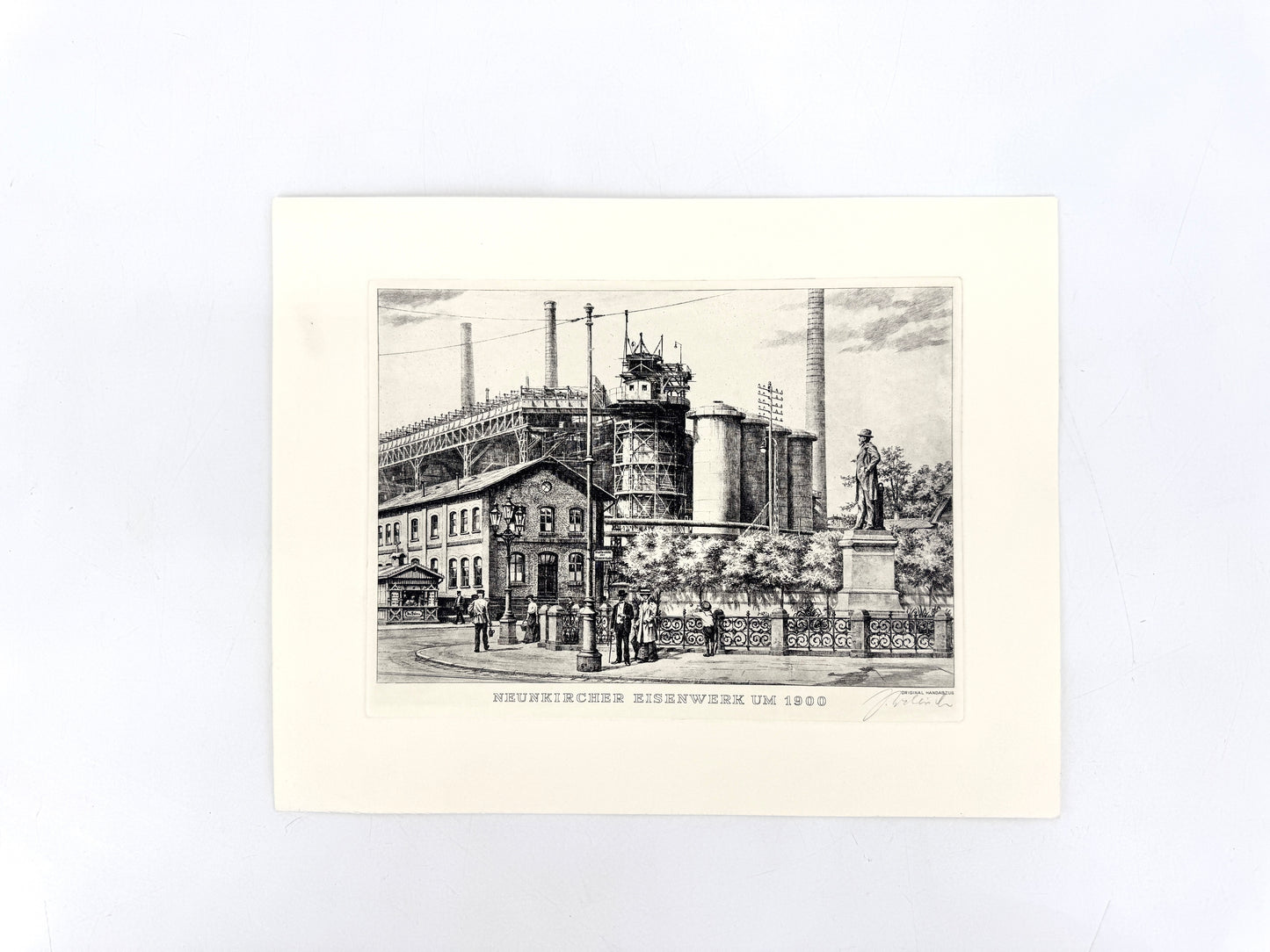 Neunkircher Eisenwerk. Druckgrafik von Heinz Wehlisch