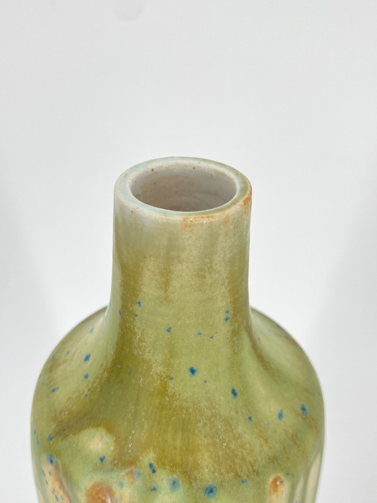 Flasche aus Keramik mit blauen Kristall-Sprenkel und Korken aus Naturkork