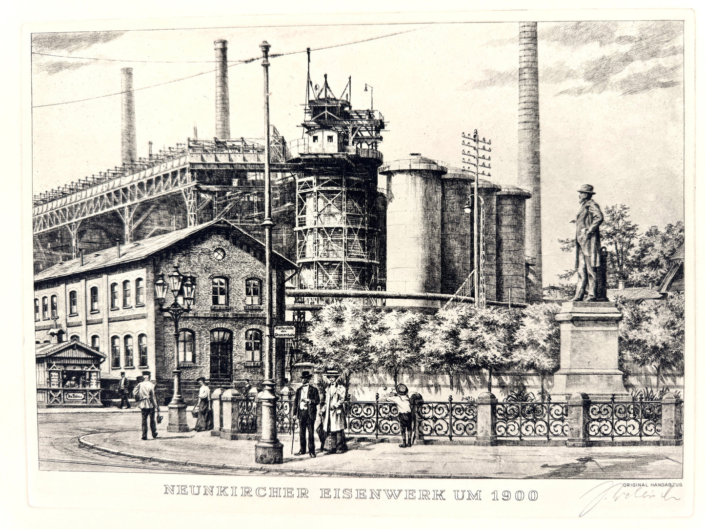 Neunkircher Eisenwerk. Druckgrafik von Heinz Wehlisch