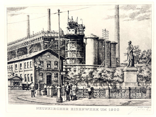 Neunkircher Eisenwerk. Druckgrafik von Heinz Wehlisch