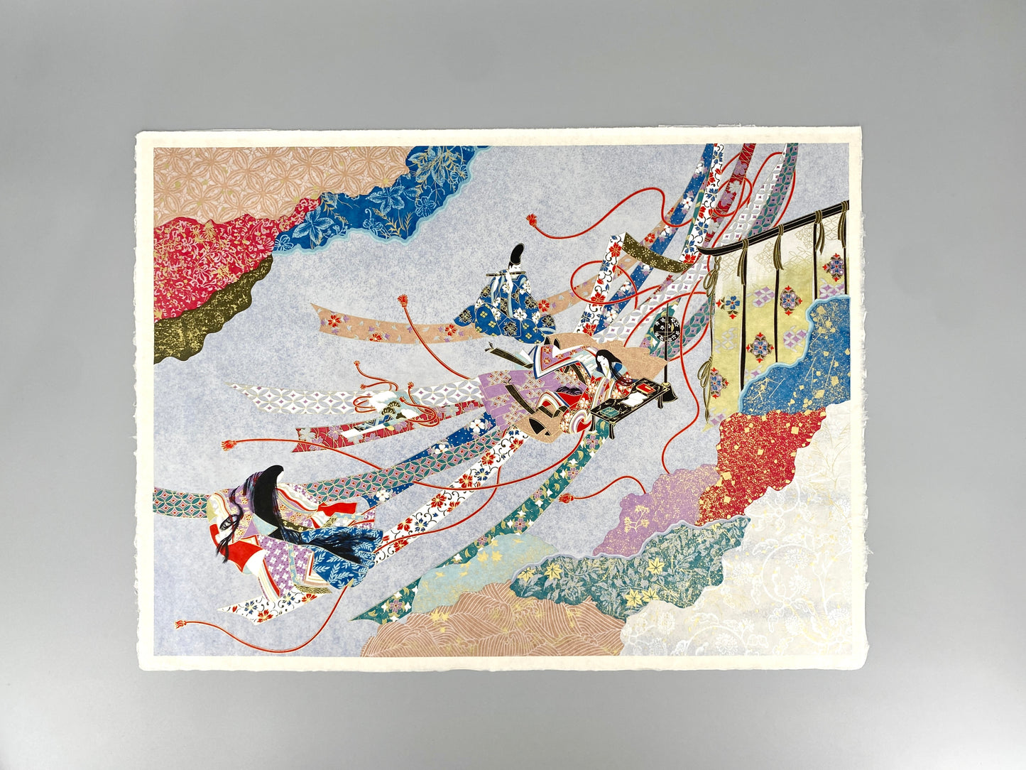 2X japanische Grafik,Genji Monogatari und Fuhrwagen