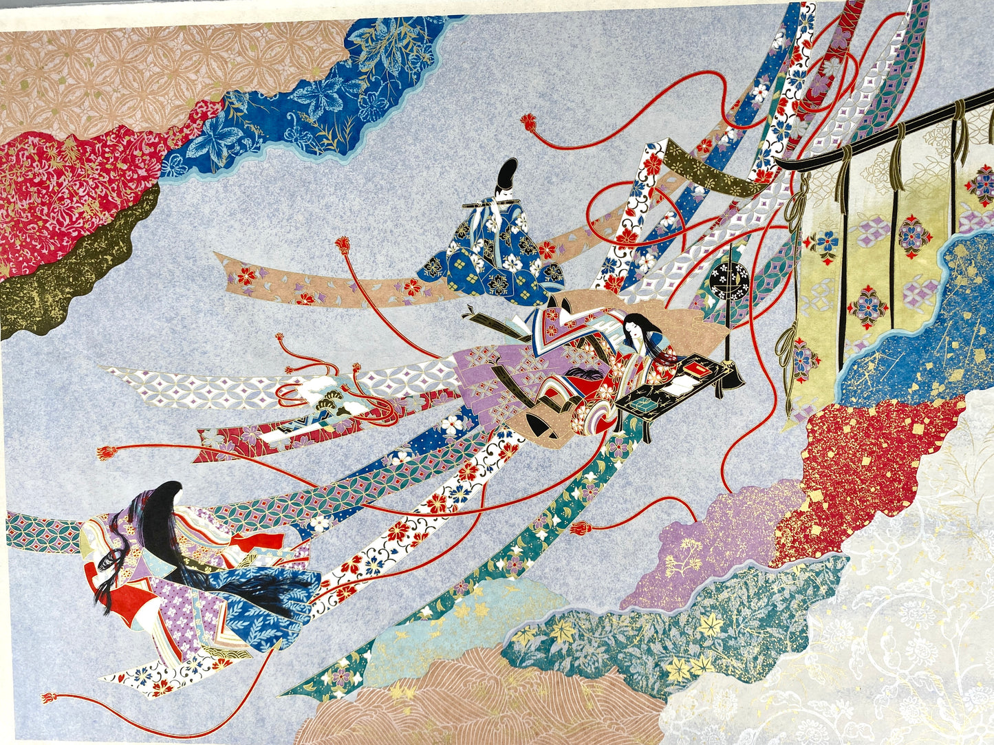 2X japanische Grafik,Genji Monogatari und Fuhrwagen