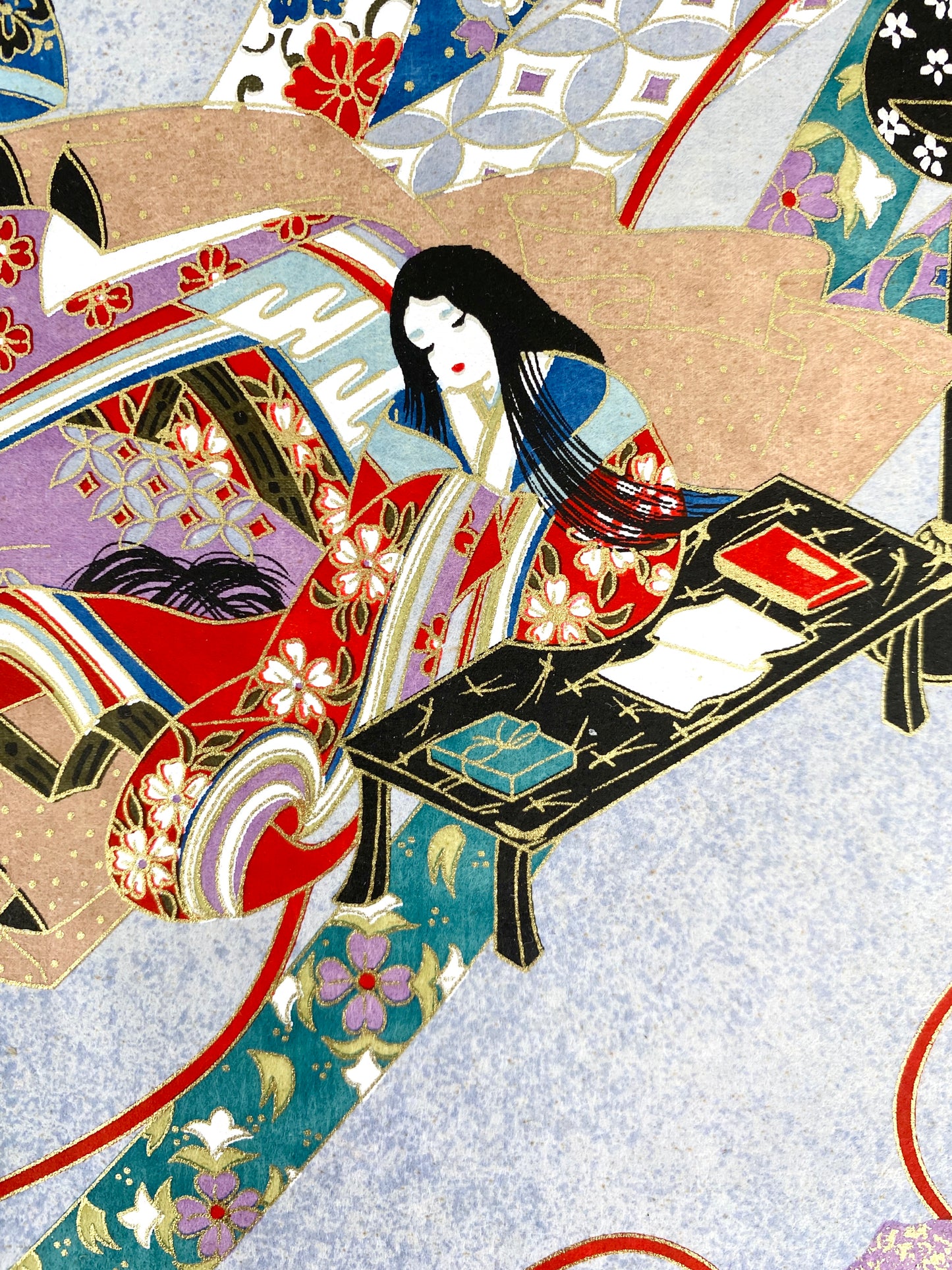 2X japanische Grafik,Genji Monogatari und Fuhrwagen