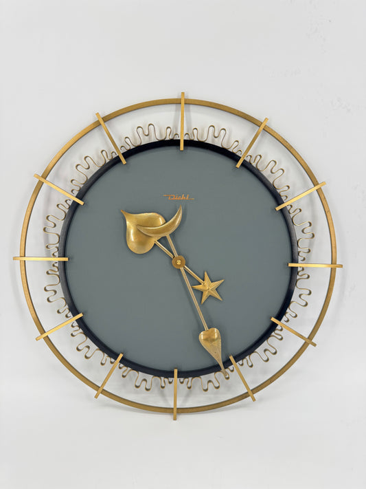 Diehl, Wanduhr, Sunburst, Schmiedeeisen