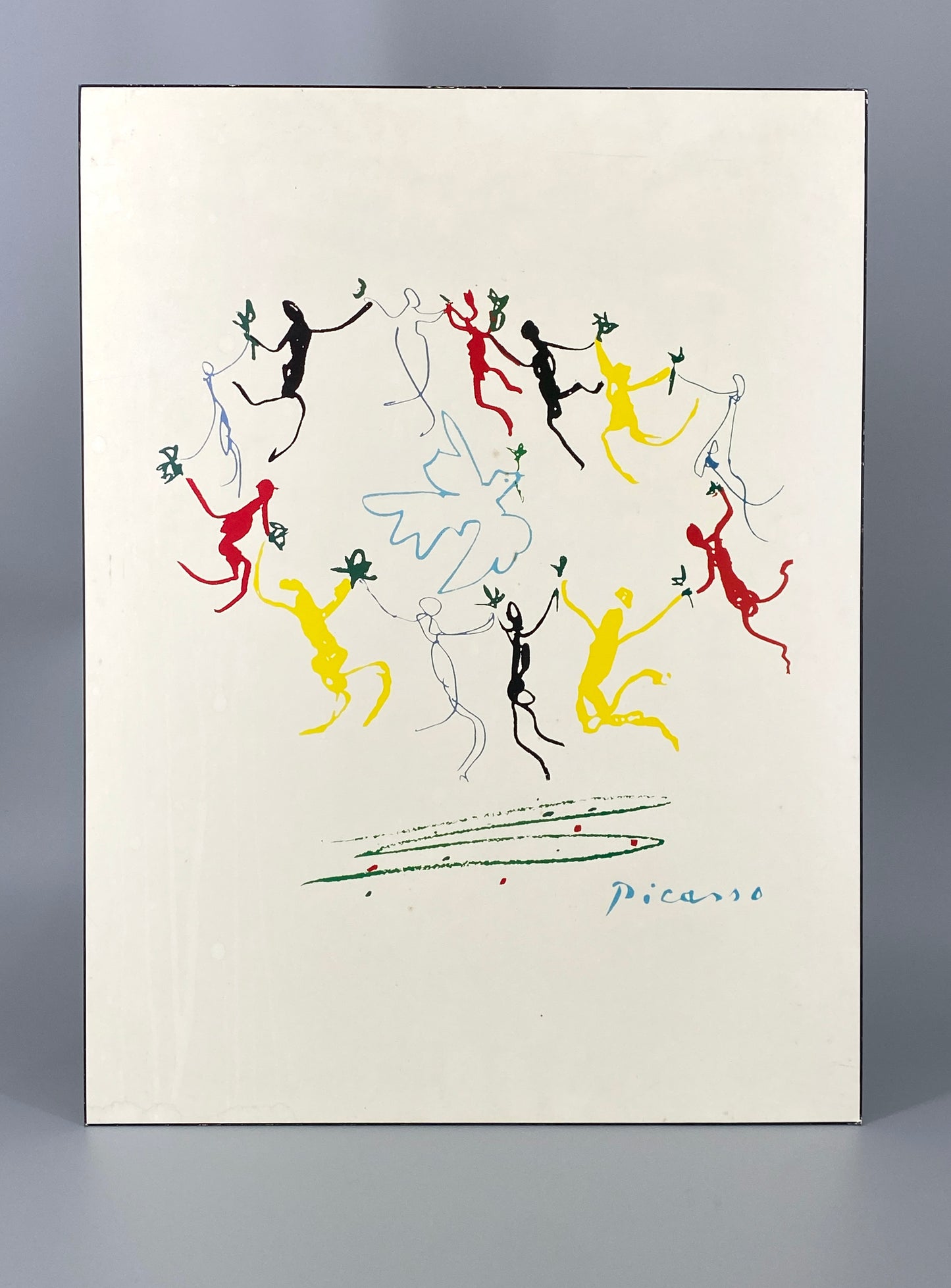 Vintage Poster mit Friedenstaube von Pablo Picasso, auf Hartfaserplatte kaschiert
