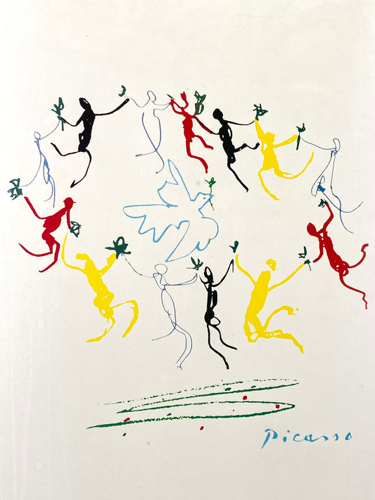 Vintage Poster mit Friedenstaube von Pablo Picasso, auf Hartfaserplatte kaschiert