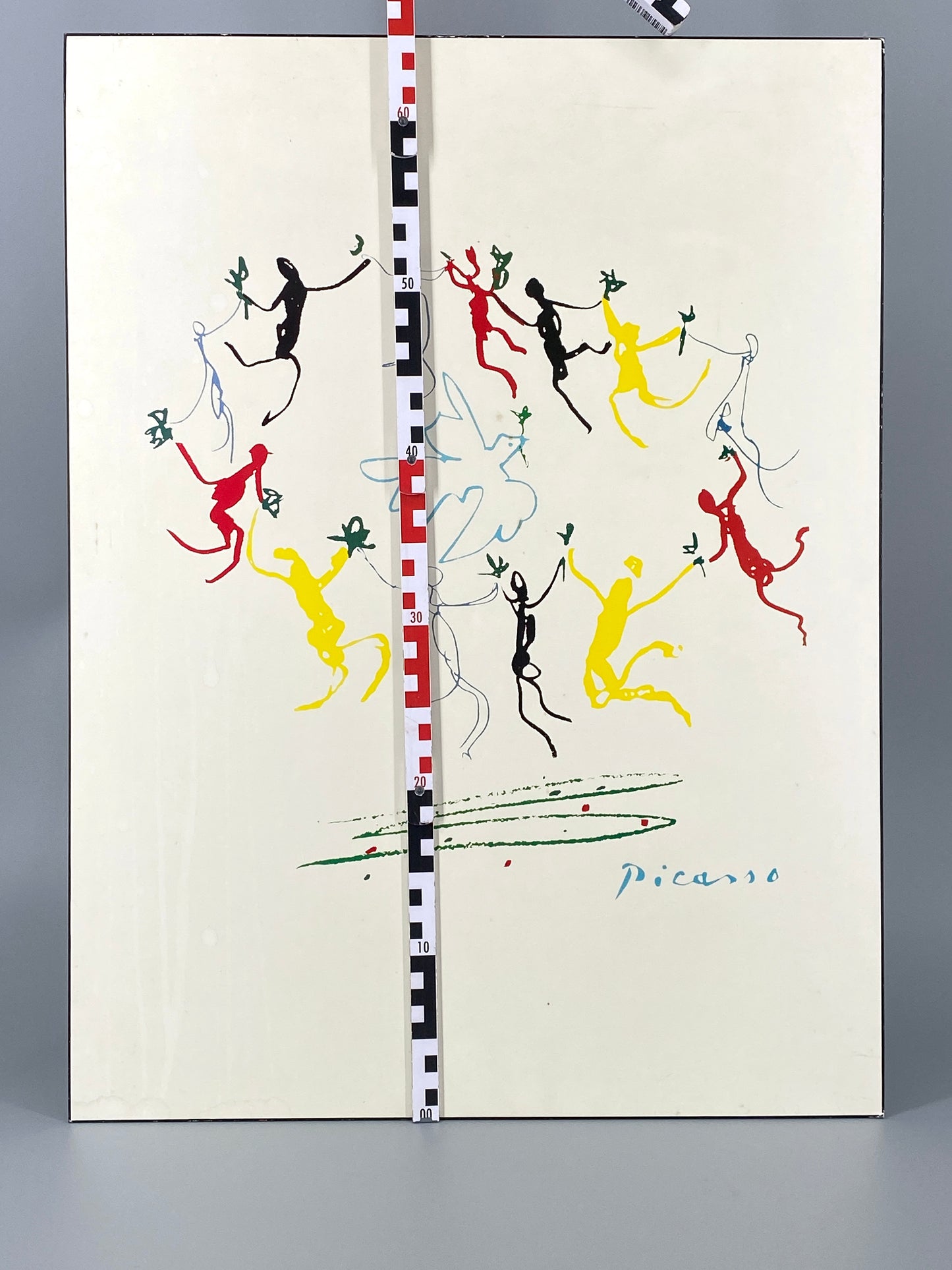 Vintage Poster mit Friedenstaube von Pablo Picasso, auf Hartfaserplatte kaschiert