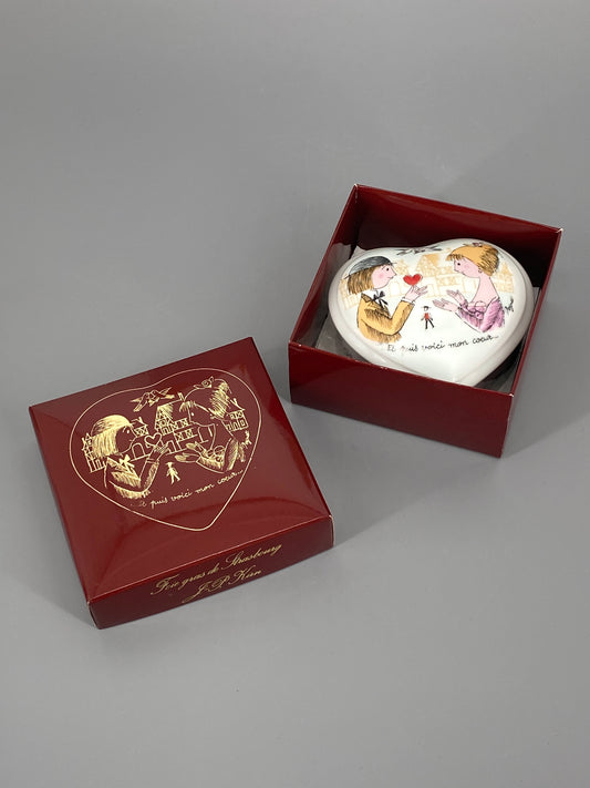 Porzellan Herz Dose mit Peynet Illustration aus Strassbourg, Frankreich