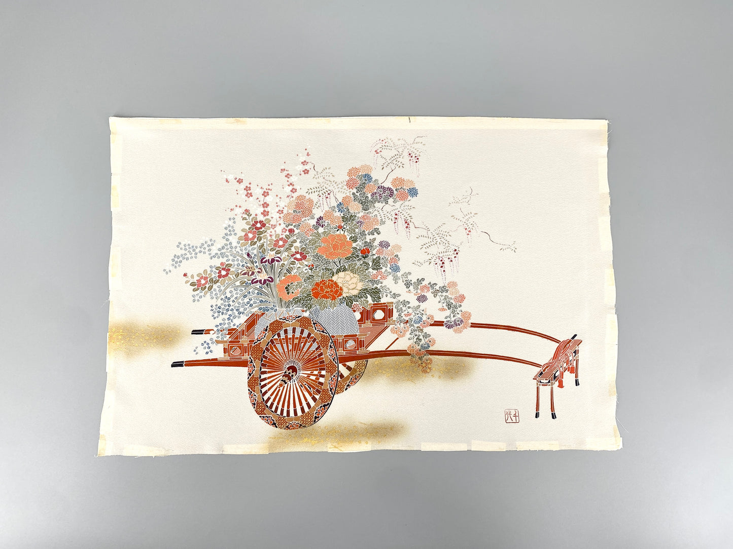 2X japanische Grafik,Genji Monogatari und Fuhrwagen