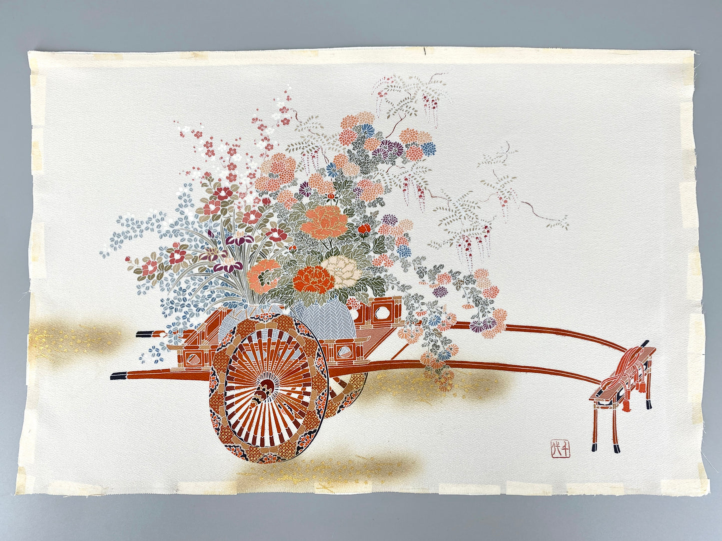 2X japanische Grafik,Genji Monogatari und Fuhrwagen