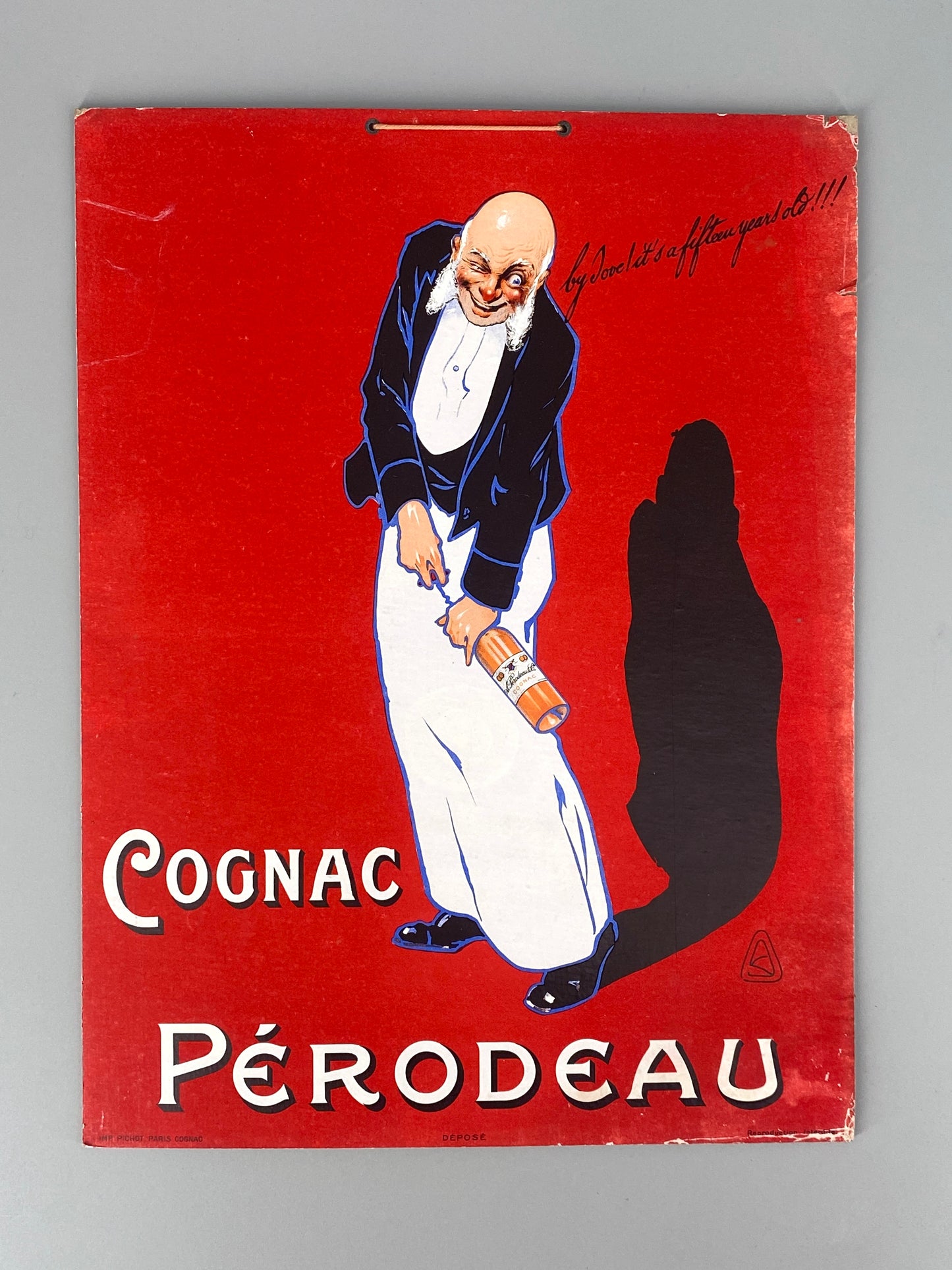 Originales Werbeplakat für den Cognac Pérodeau von Paris aus den 1920er Jahren