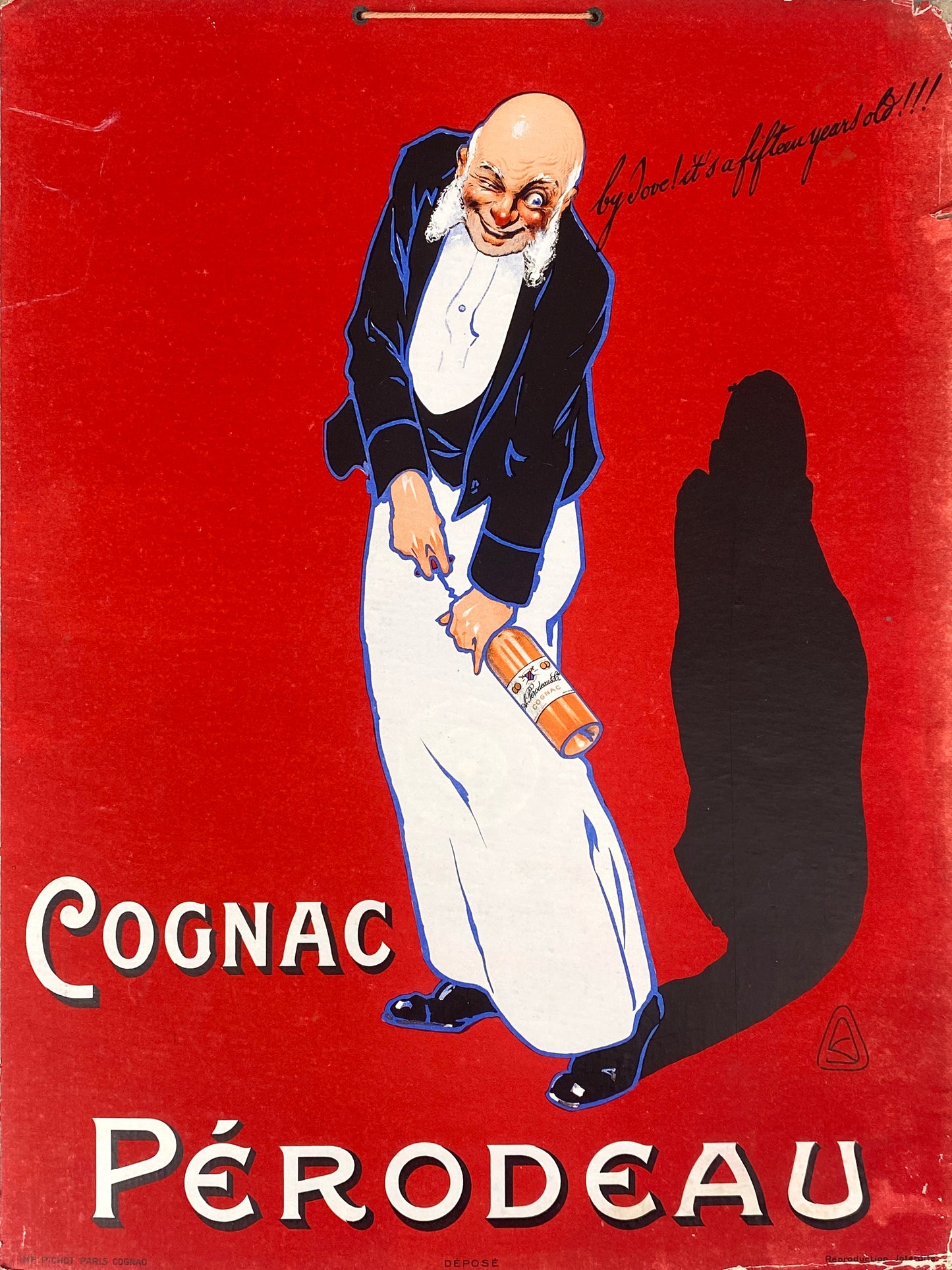 Originales Werbeplakat für den Cognac Pérodeau von Paris aus den 1920er Jahren