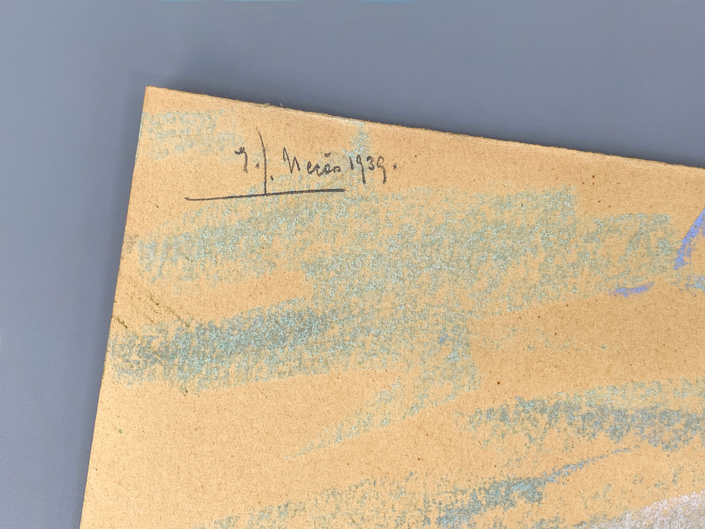 Farbfrohes Pastellgemälde einer Landschaft von Emil Josef Nečas, 1939