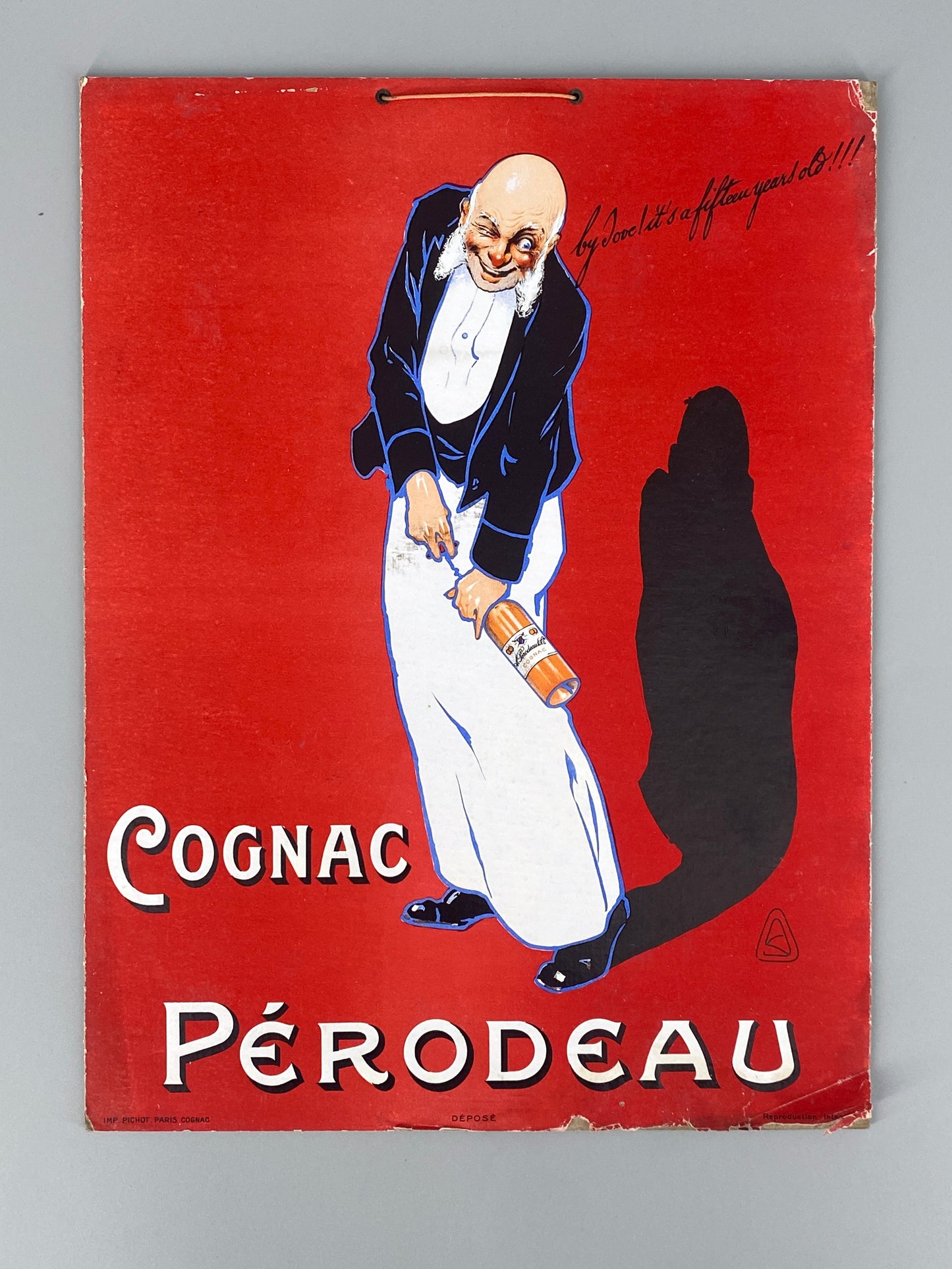 Originales Werbeplakat für den Cognac Pérodeau von Paris aus den 1920er Jahren