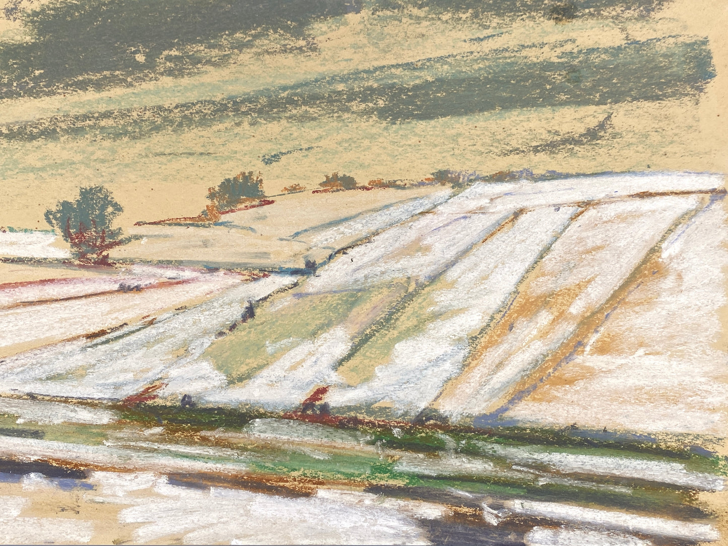 Sensitives Pastellgemälde einer Winterlandschaft von Emil Josef Nečas, 1940