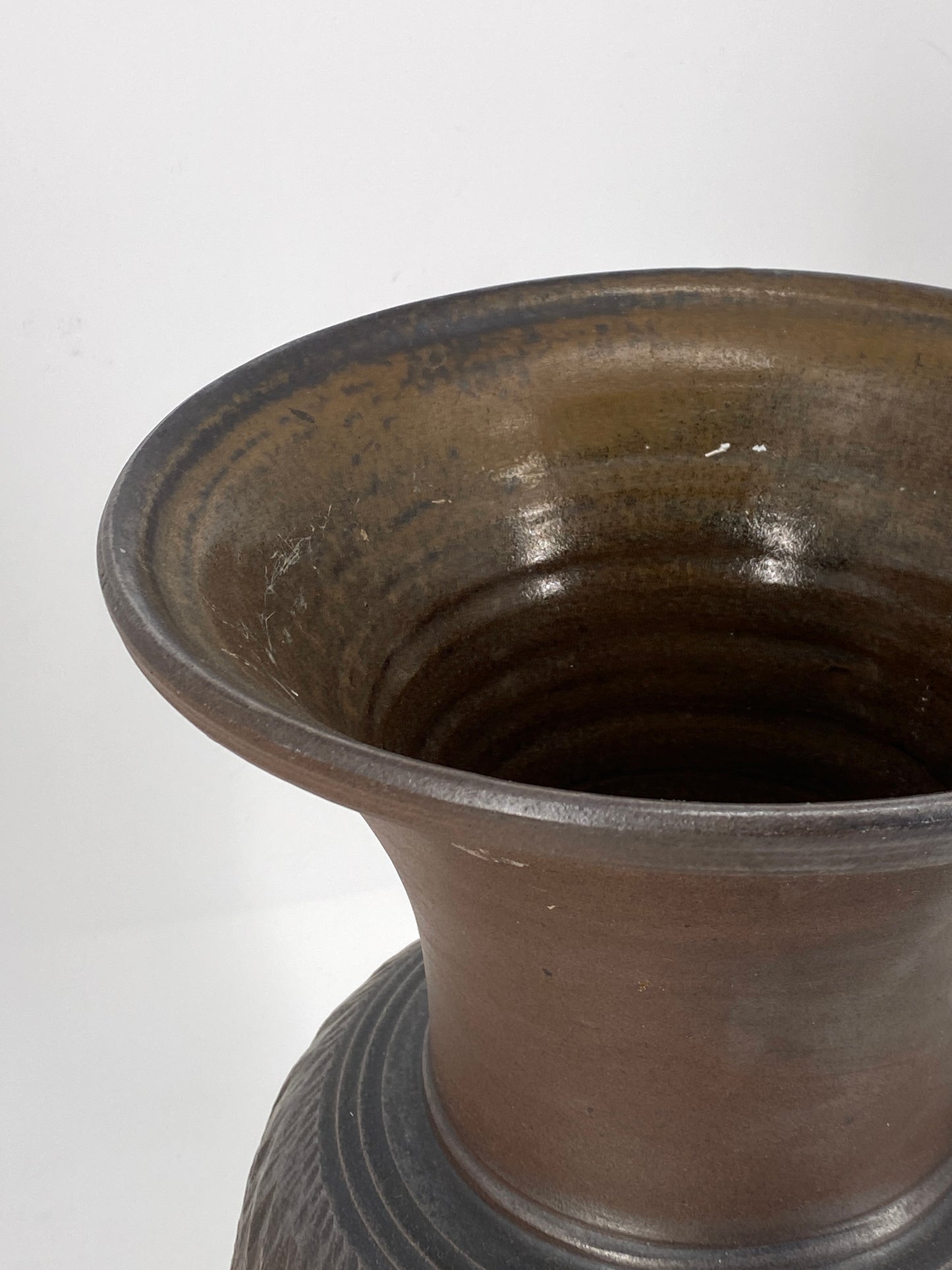 Große, Braune Studiokeramik Bodenvase