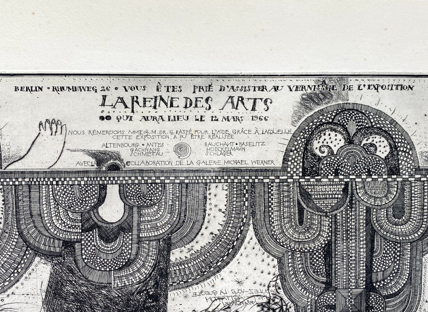 Seltene und handsignierte Radierung von Georg Baselitz (1938–2026), Johannes Gachnang (1939–2005) und Antonius Höckelmann (1937–2000), 1966