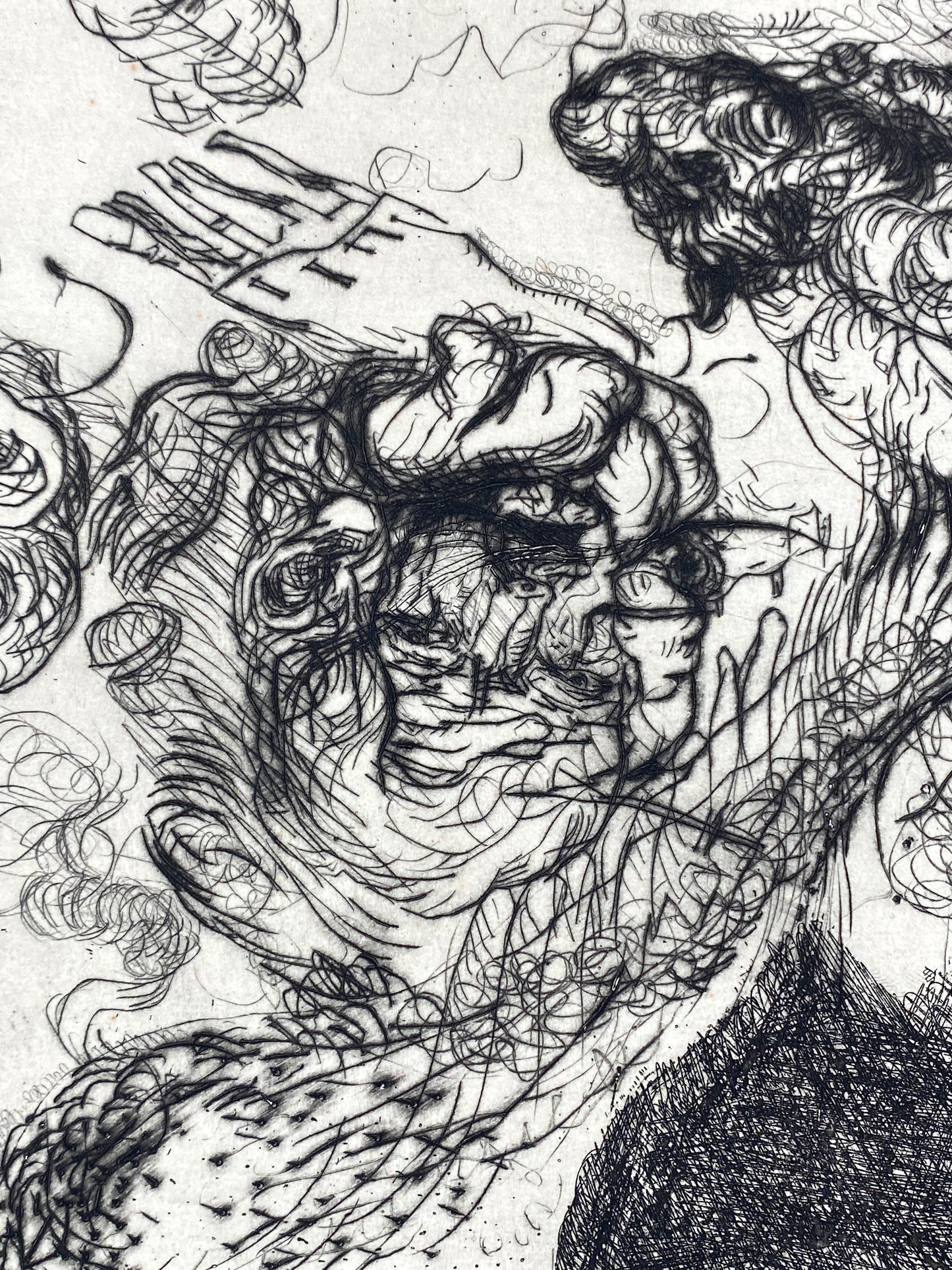 Seltene und handsignierte Radierung von Georg Baselitz (1938–2026), Johannes Gachnang (1939–2005) und Antonius Höckelmann (1937–2000), 1966