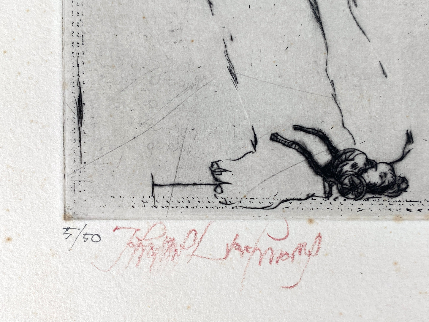 Seltene und handsignierte Radierung von Georg Baselitz (1938–2026), Johannes Gachnang (1939–2005) und Antonius Höckelmann (1937–2000), 1966
