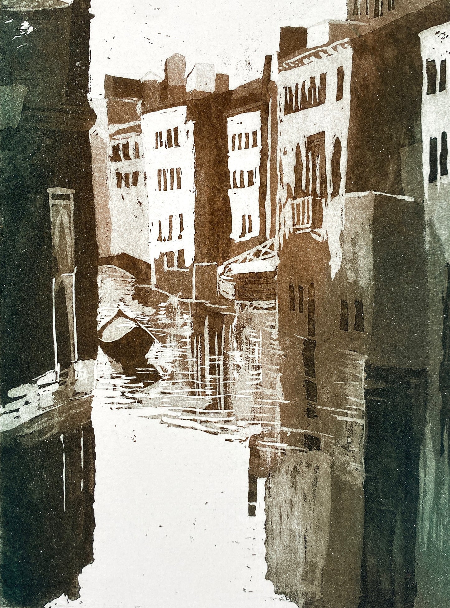 2 Stücke Aquatinta-Farbradierung von Kanäle in Venedig, signiert und nummeriert