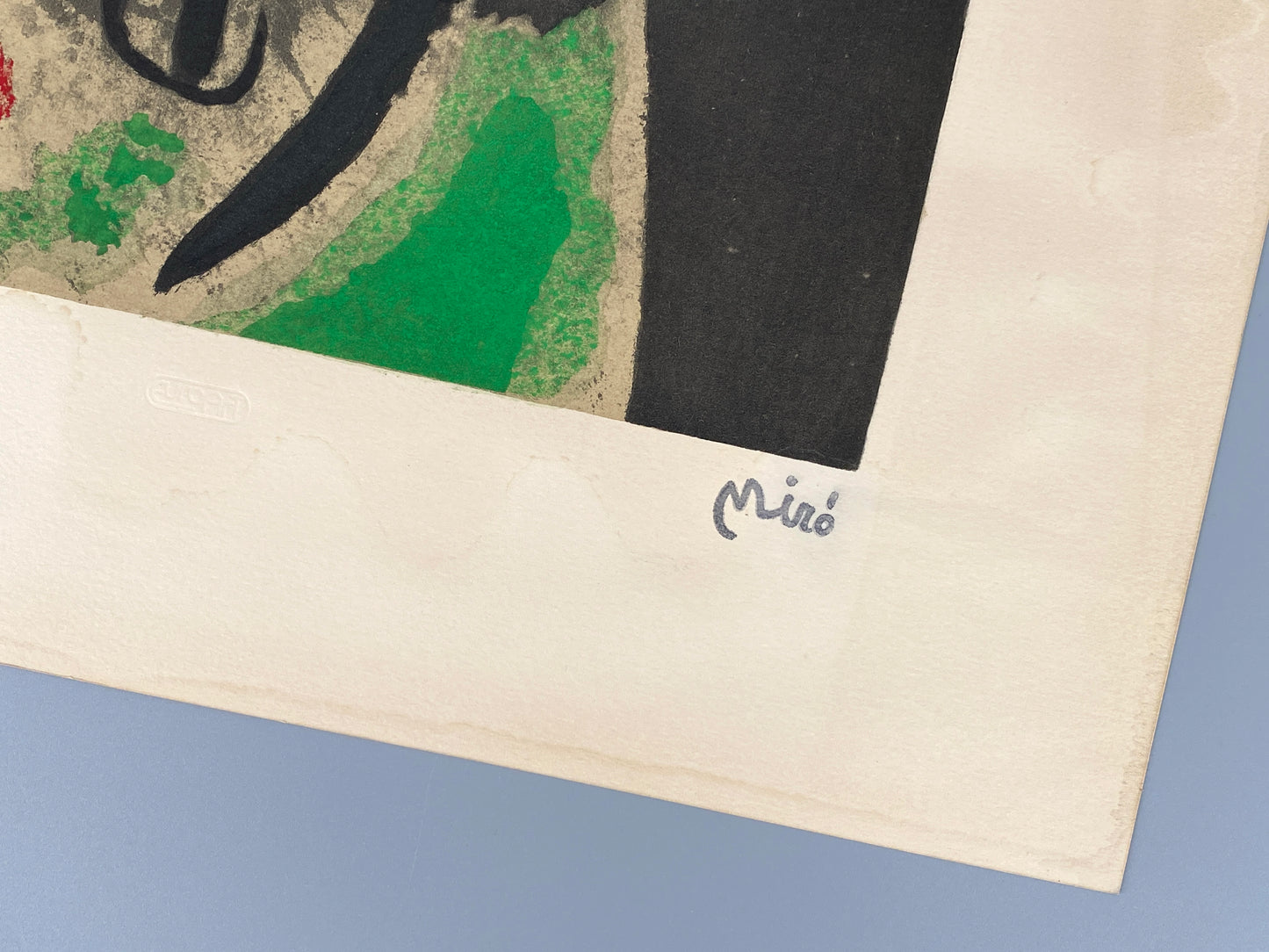 Nummerierte Farblithografie „Oiseau dans un Paysage“ (Vogel in einer Landschaft) mit Pochoir von Joan Miró (1893–1983), Edition Euro Art, Wien