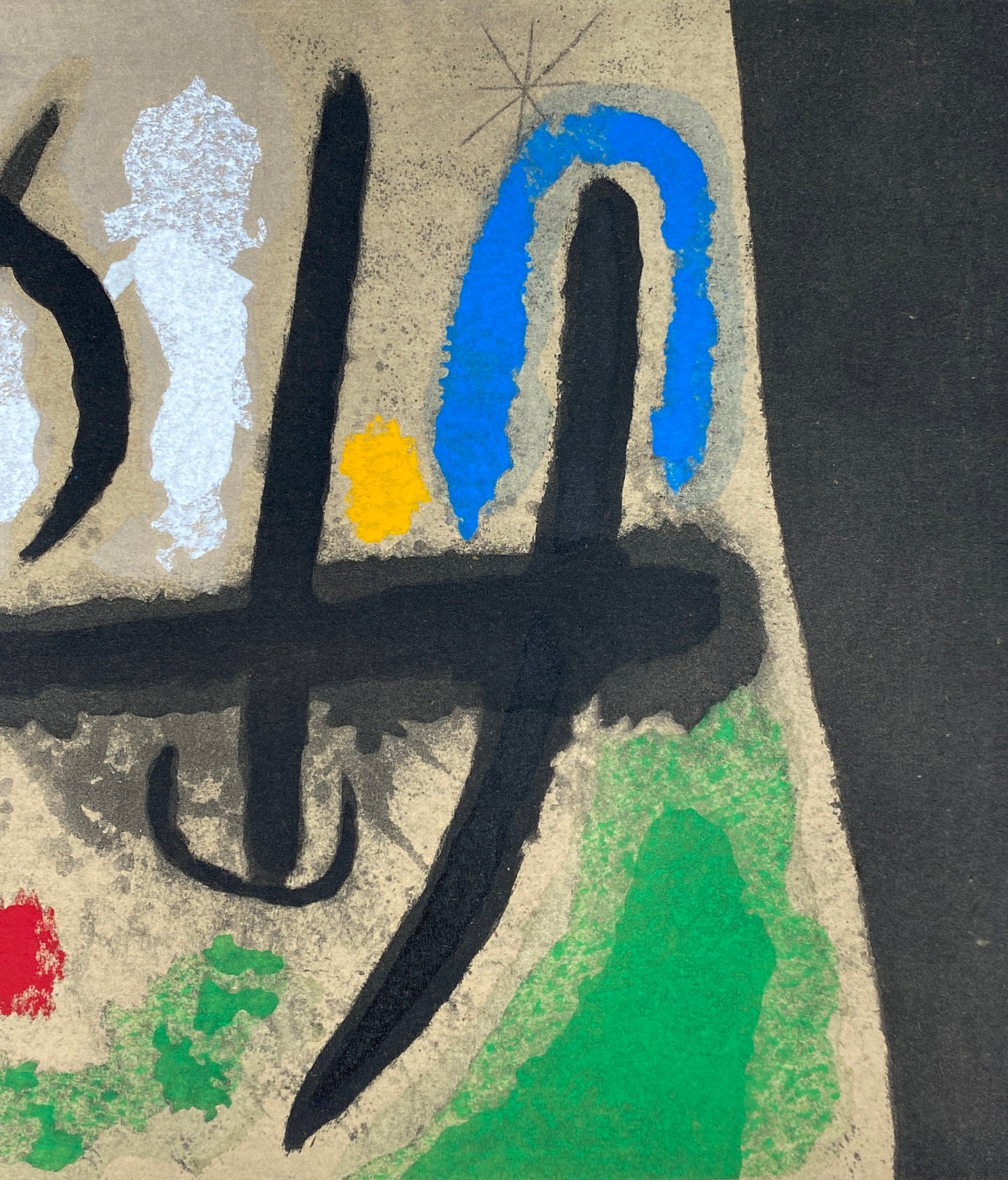 Nummerierte Farblithografie „Oiseau dans un Paysage“ (Vogel in einer Landschaft) mit Pochoir von Joan Miró (1893–1983), Edition Euro Art, Wien