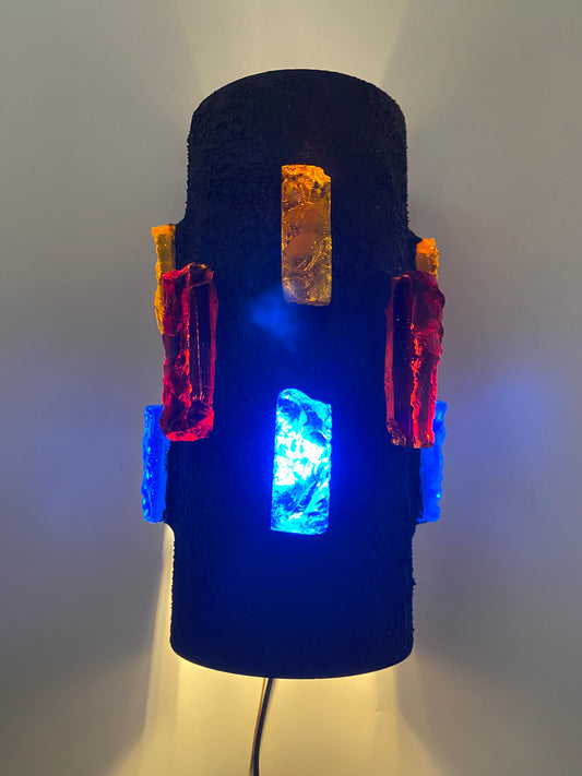 Wandlampe im postmodernen Design aus Glas und Metall, 1970er