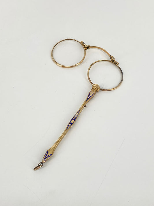 Antike Lorgnette / Stielbrille, Jugendstil, Vergoldet